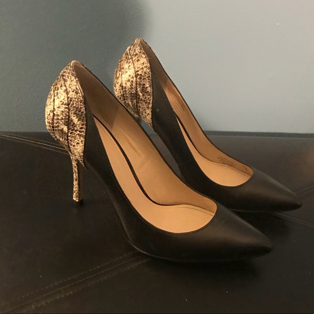 Enzo Angiolini two tone heels, snake & black, 10